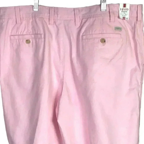 Izod Shorts Men 42 Pink Saltwater Classic Chino Flat Front Coastal Preppy NEW - Picture 5 of 7